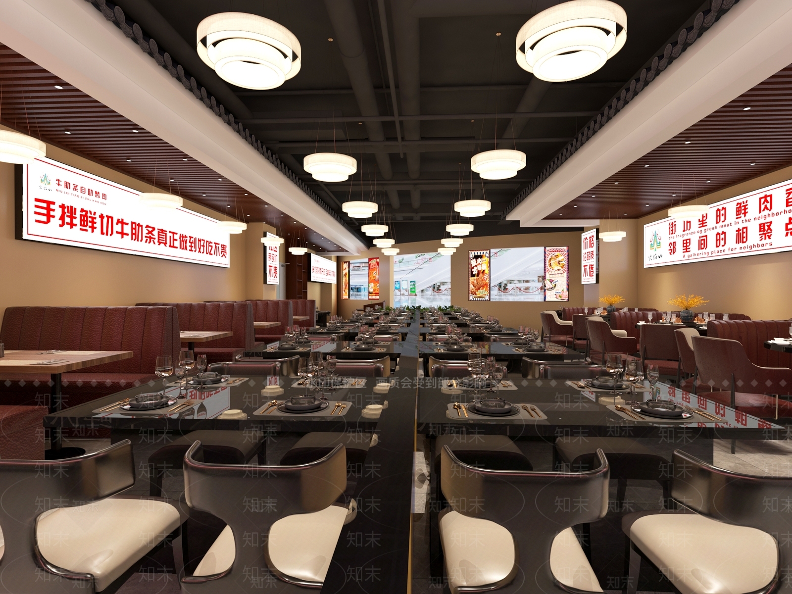现代极简火锅店3D模型下载【ID:1201936535】