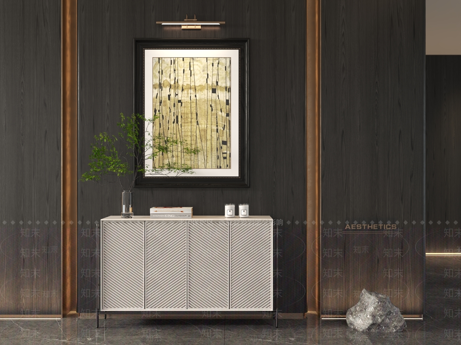 现代新中式玄关柜3D模型下载【ID:1201937442】