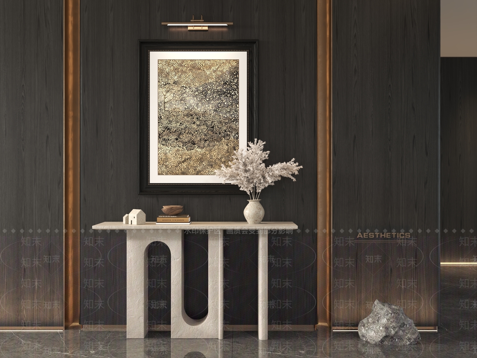 现代新中式玄关柜3D模型下载【ID:1201937575】