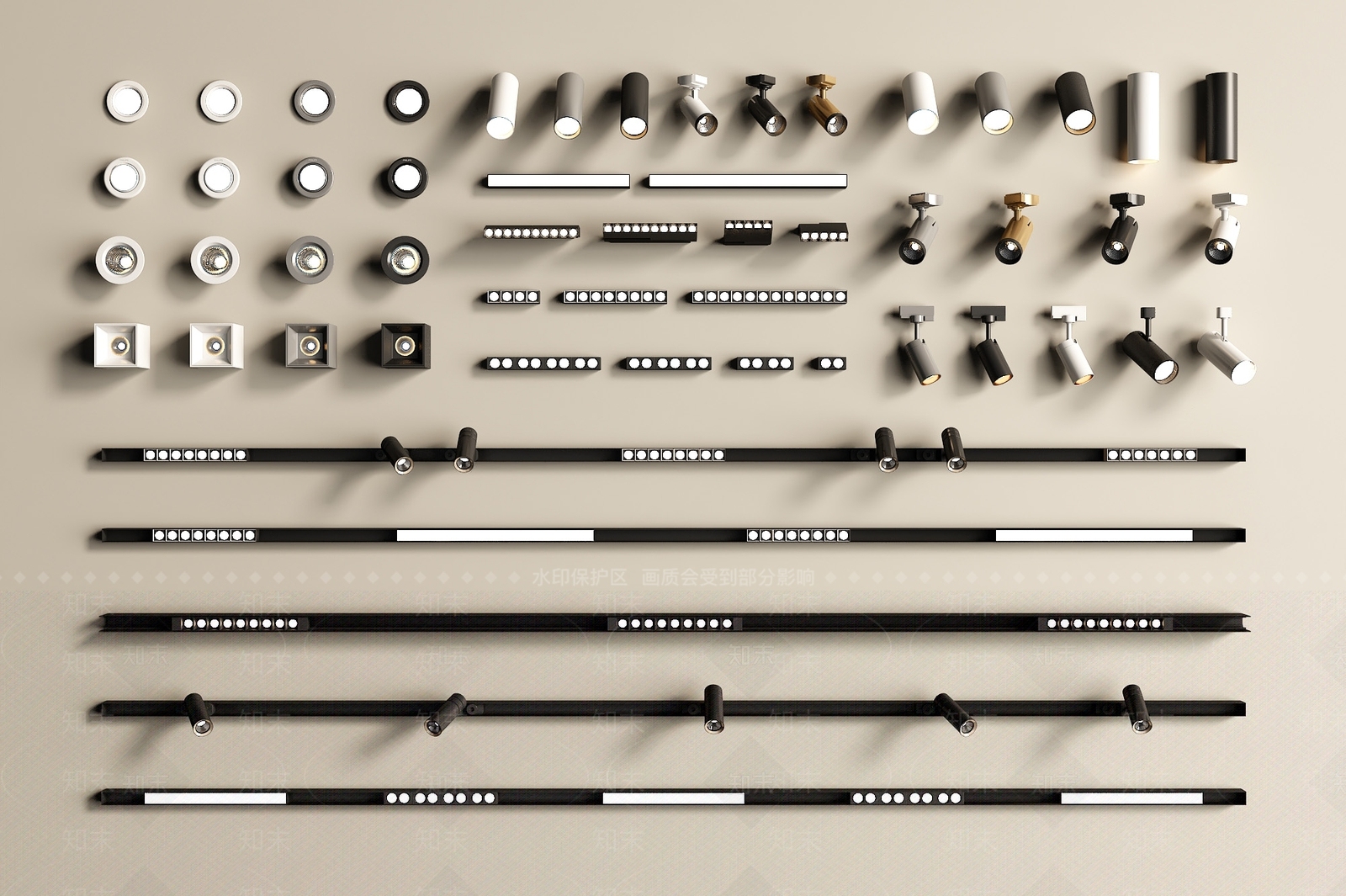 现代筒灯射灯SU模型下载【ID:1201937889】