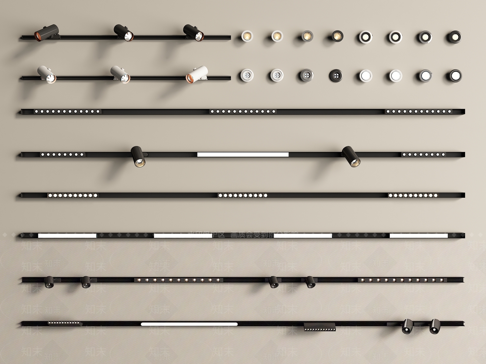 现代筒灯射灯SU模型下载【ID:1201938017】