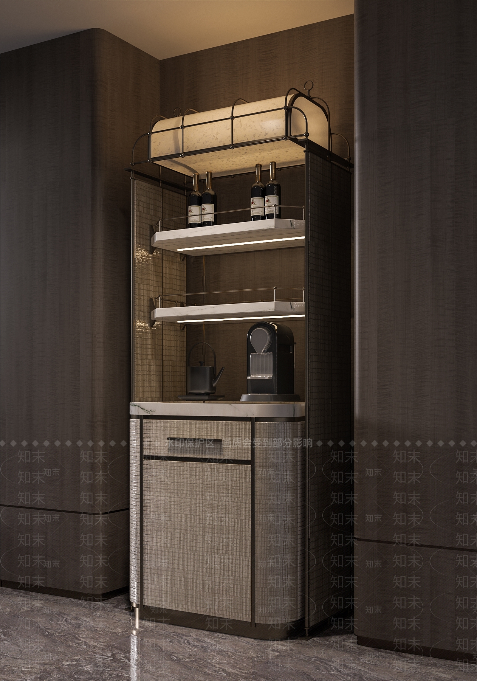 现代轻奢酒柜3D模型下载【ID:1201938165】