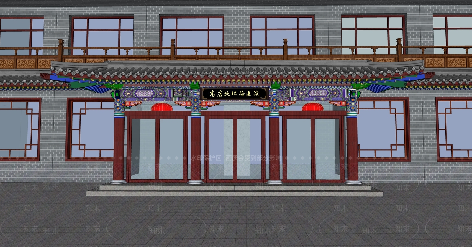 中式医院SU模型下载【ID:1201939911】