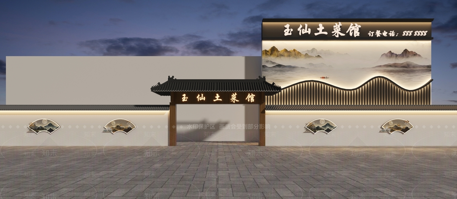 新中式中式中餐厅3D模型下载【ID:1201939855】