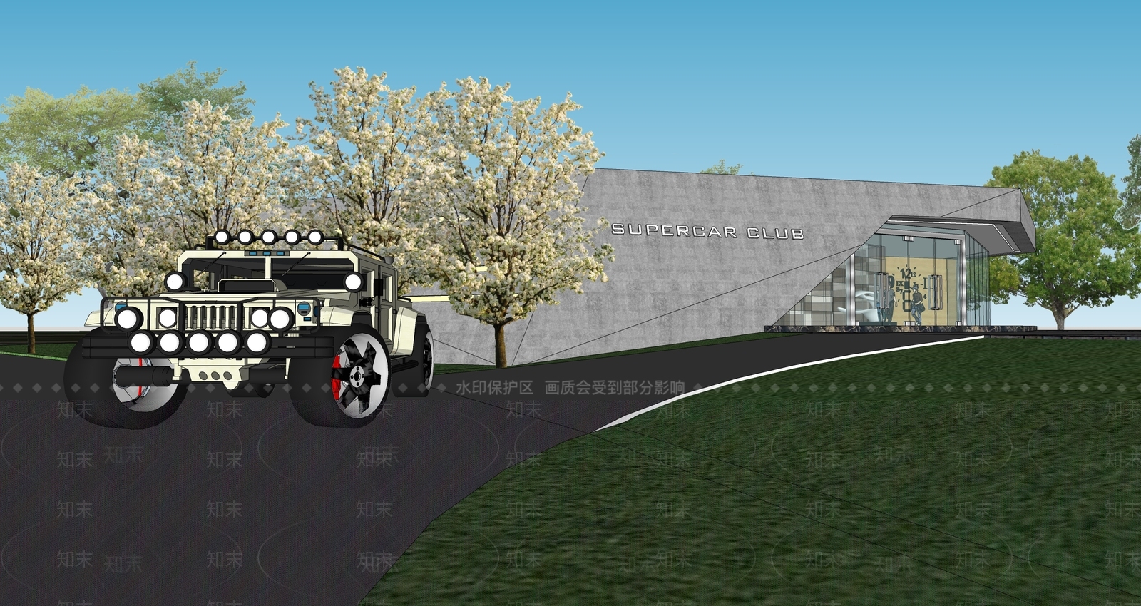 现代汽车4S店SU模型下载【ID:1201941938】