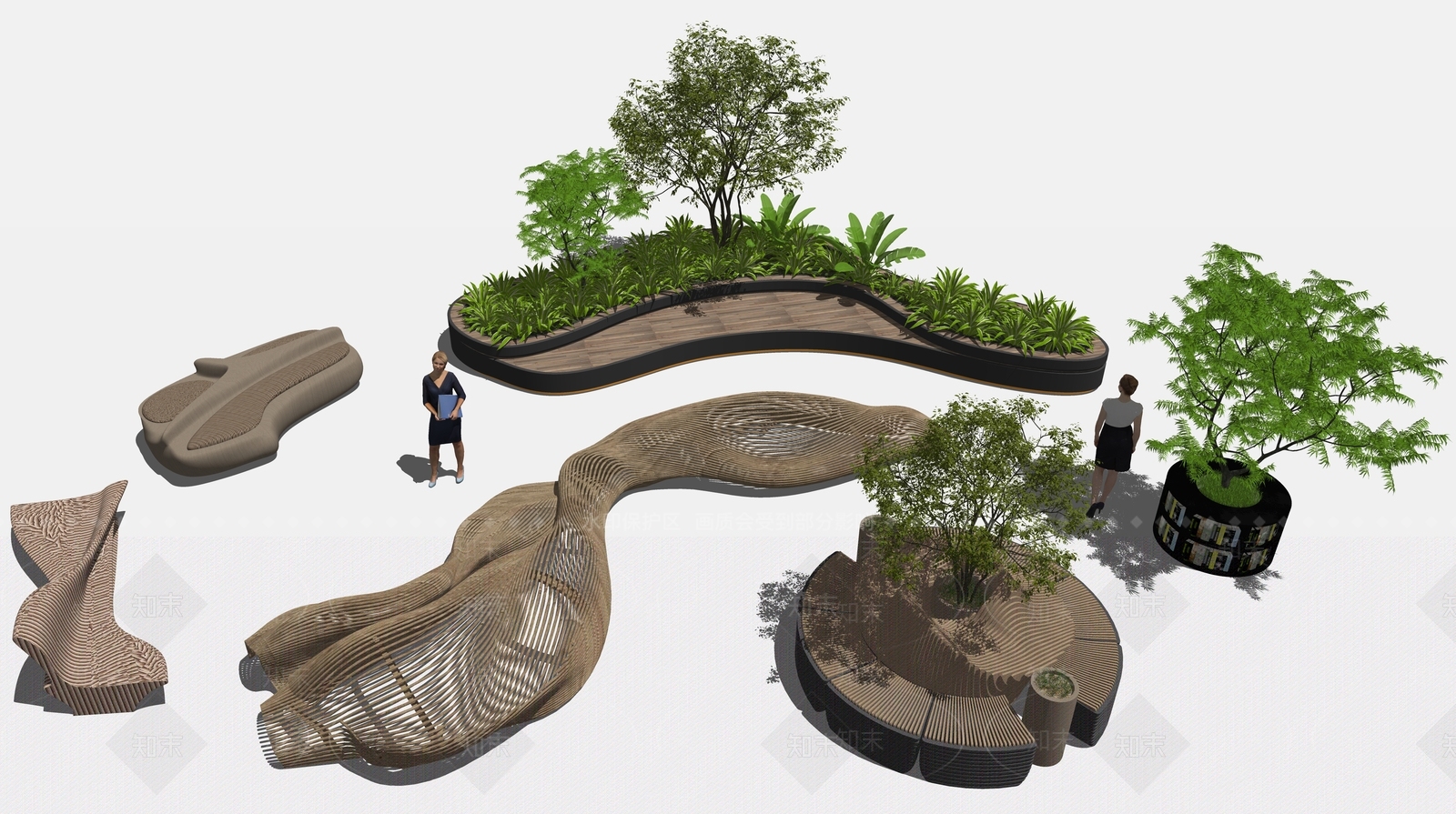 现代景观公园SU模型下载【ID:1201943066】