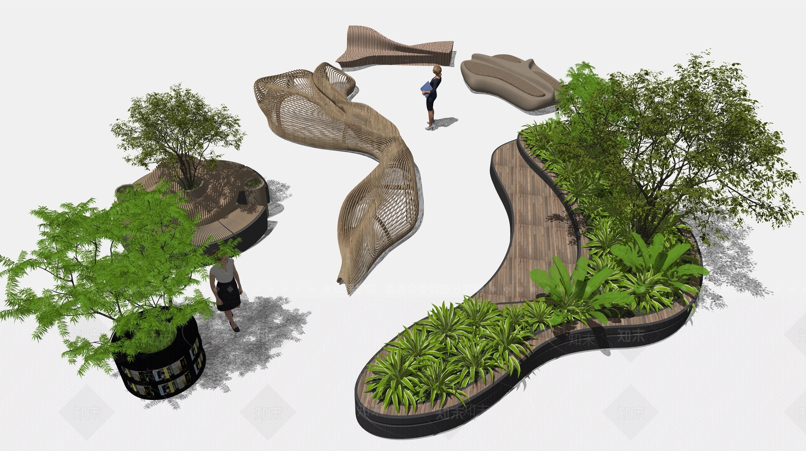 现代景观公园SU模型下载【ID:1201943066】