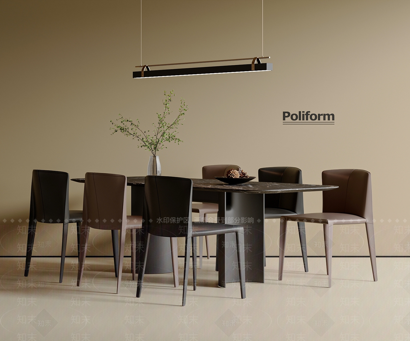 现代意式餐桌椅SU模型下载【ID:1201943116】