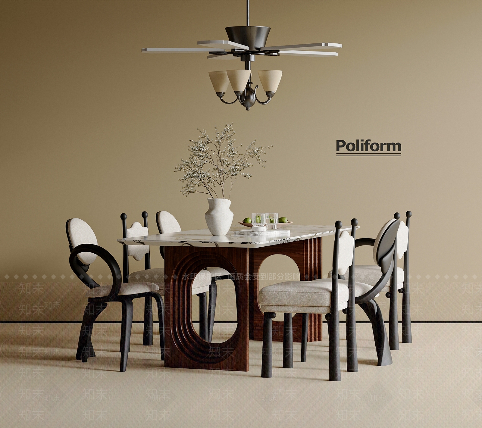 法式中古餐桌椅SU模型下载【ID:1201943435】