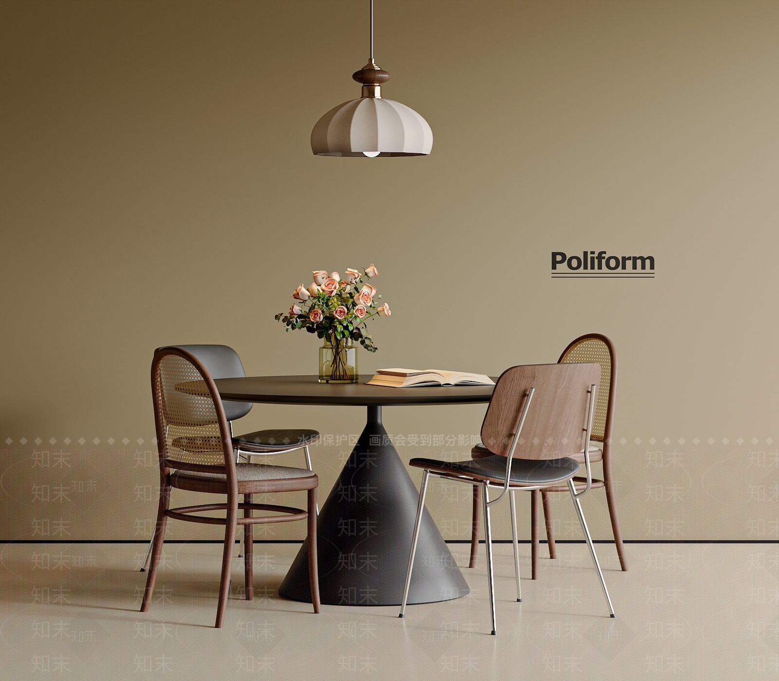 法式中古餐桌椅SU模型下载【ID:1201943583】