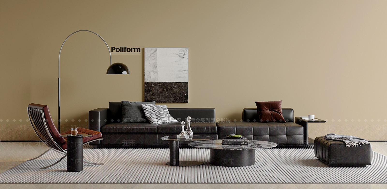 现代意式沙发组合SU模型下载【ID:1201943507】