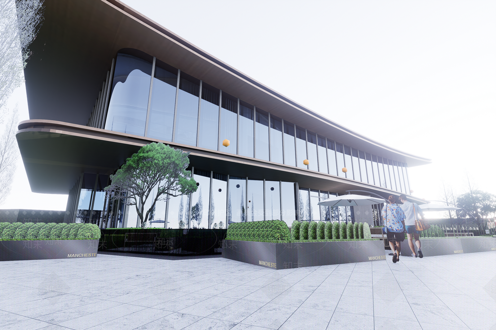 现代售楼处建筑SU模型下载【ID:1201955740】