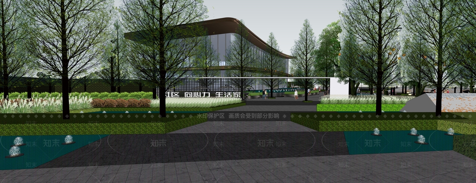 现代售楼处建筑SU模型下载【ID:1201955740】