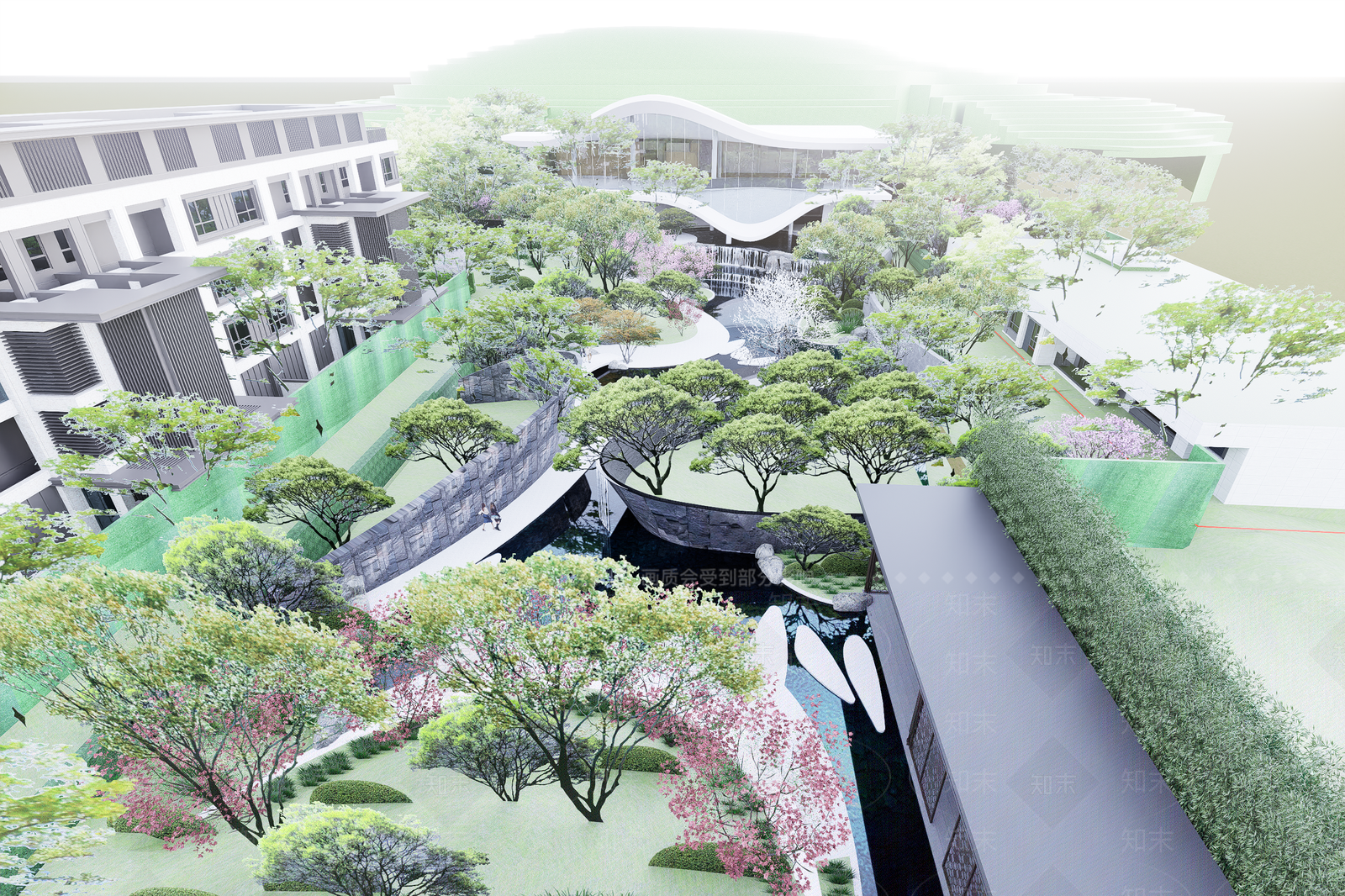 现代小区景观SU模型下载【ID:1201955798】