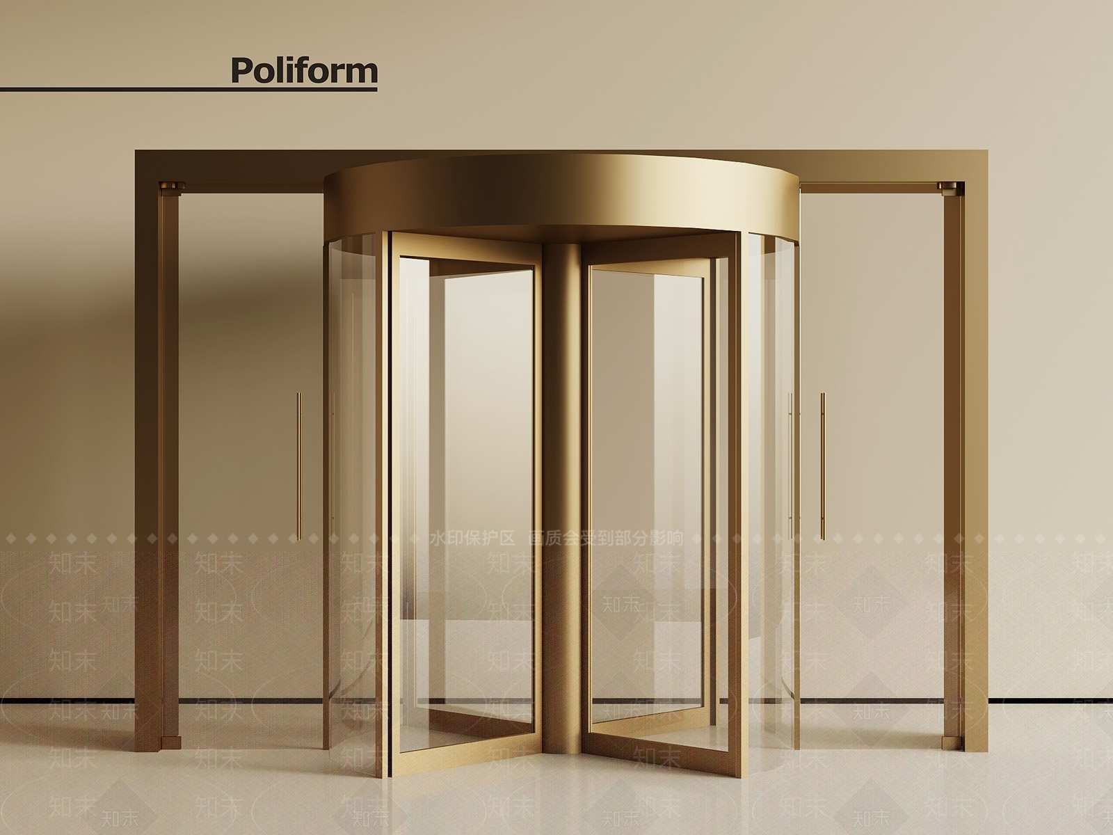 现代旋转门3D模型下载【ID:1201956004】