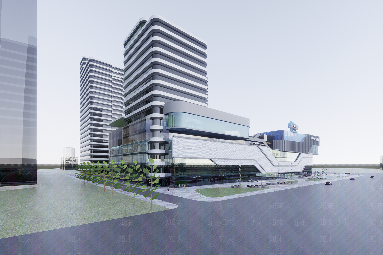 现代商场建筑SU模型下载【ID:1201956128】