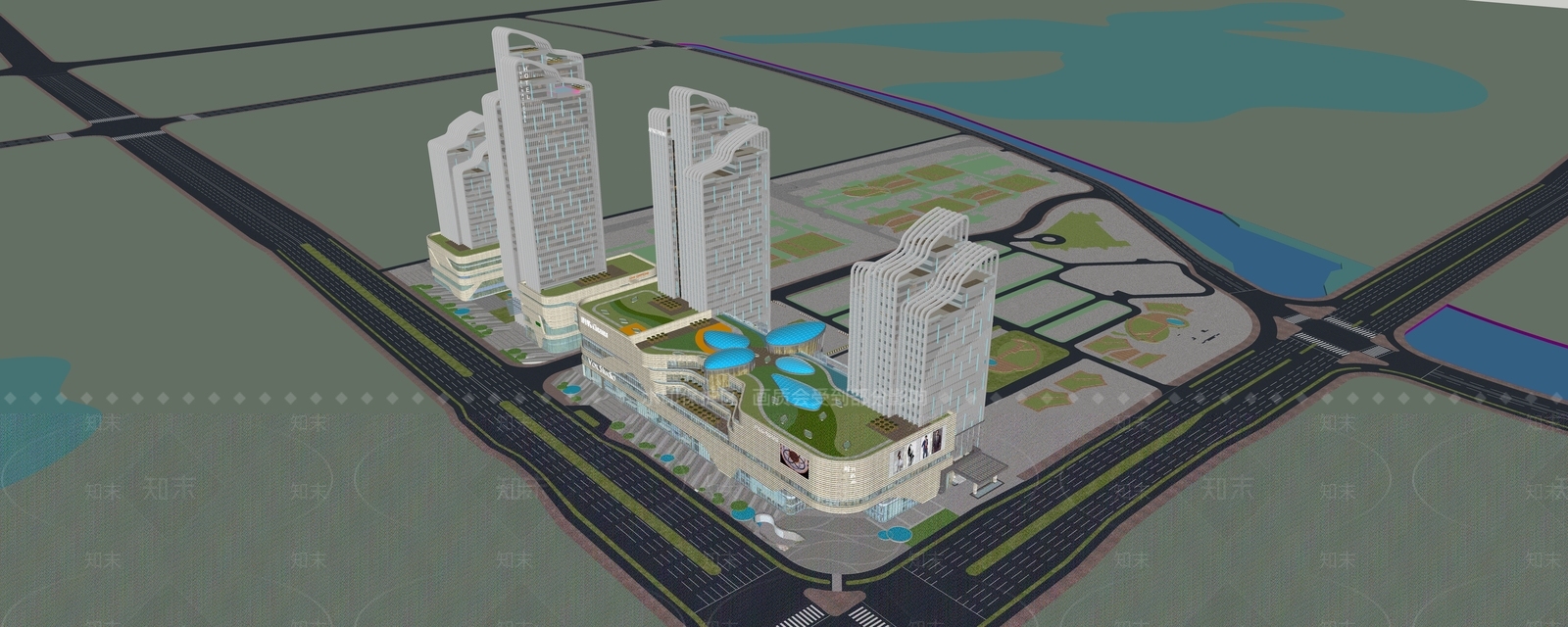 现代商场建筑SU模型下载【ID:1201956324】