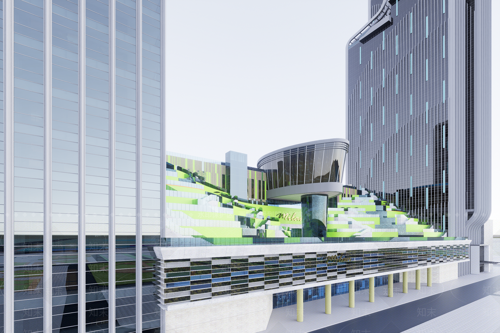 现代商场建筑SU模型下载【ID:1201956324】