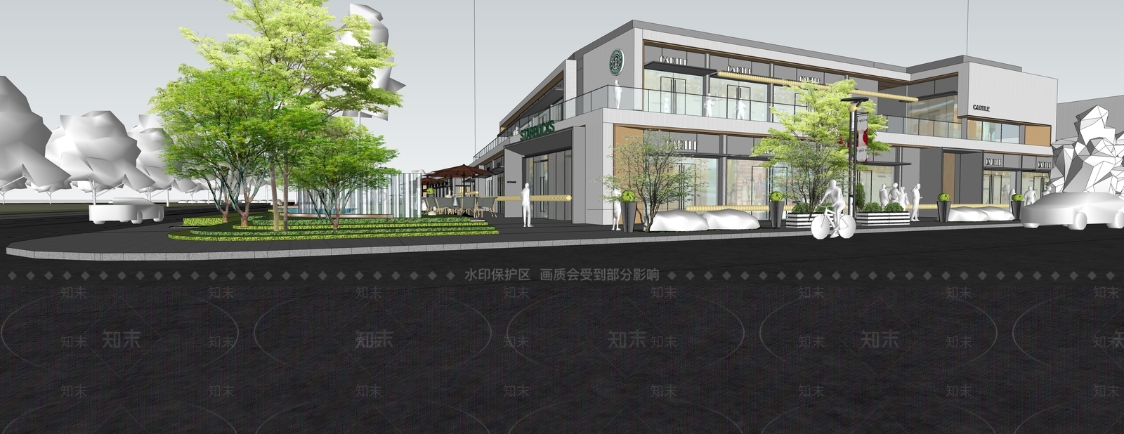 现代商业街SU模型下载【ID:1201957303】