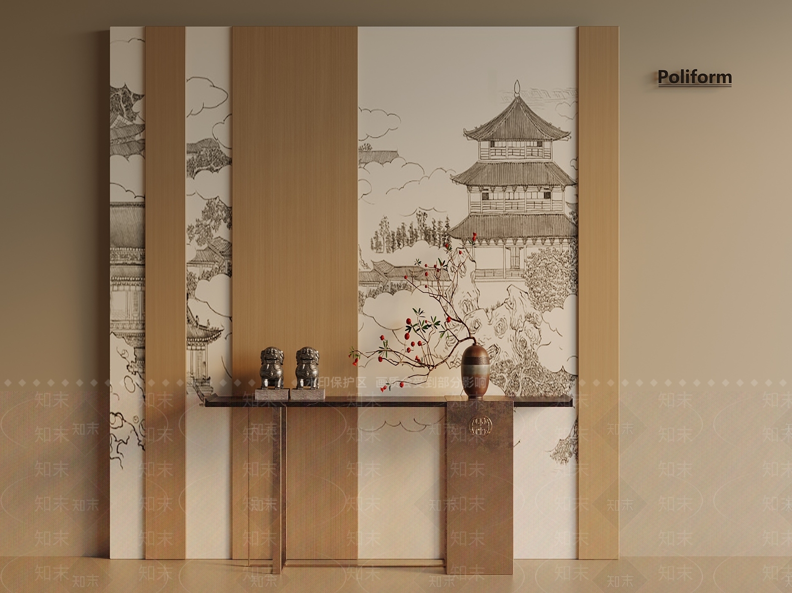 新中式中式玄关SU模型下载【ID:1201957993】