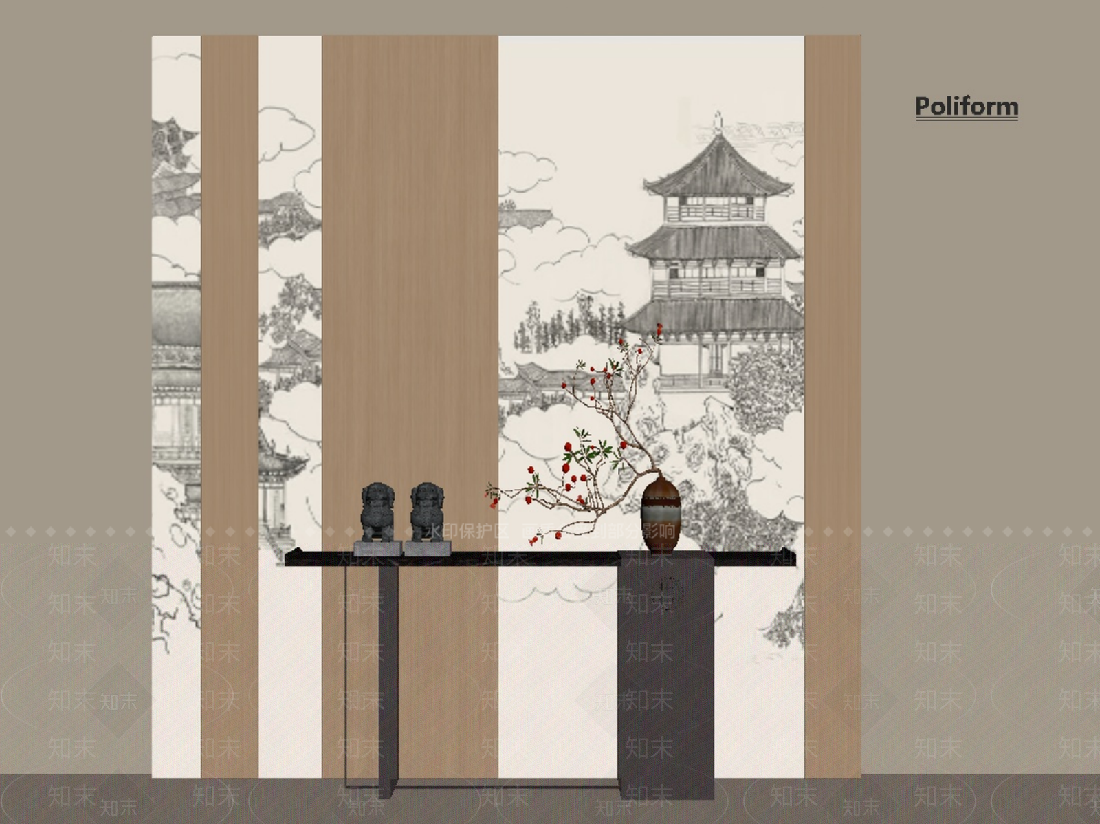 新中式中式玄关SU模型下载【ID:1201957993】