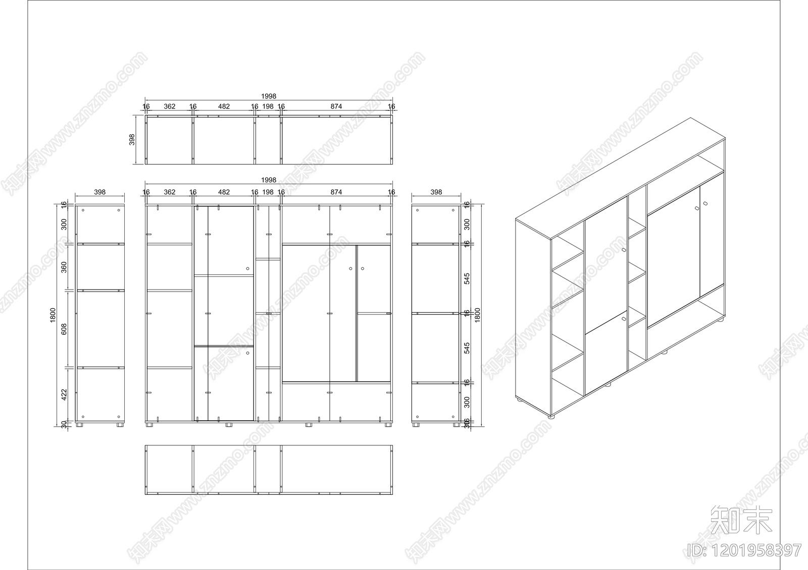 现代柜子施工图下载【ID:1201958397】