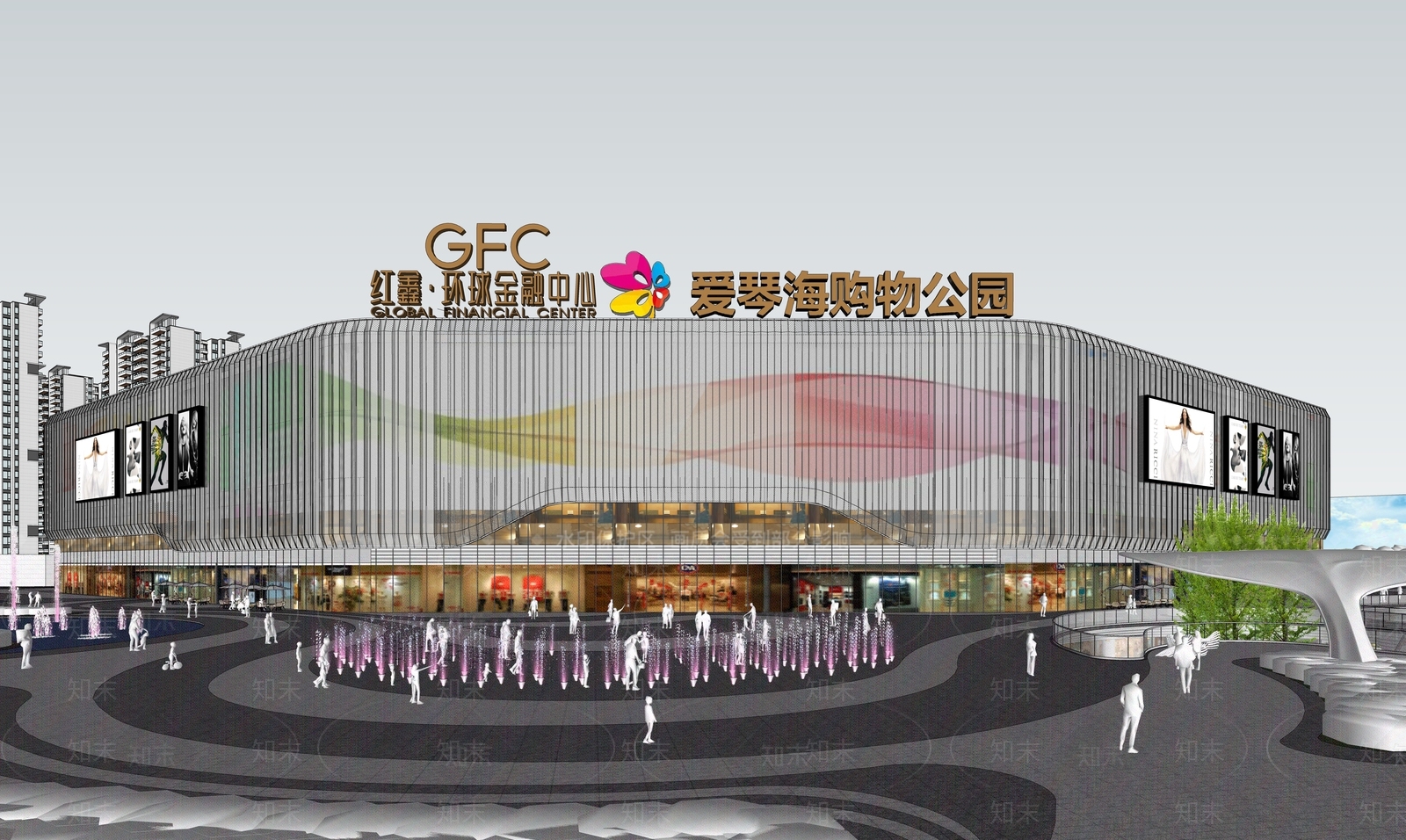 现代商场建筑SU模型下载【ID:1201958478】