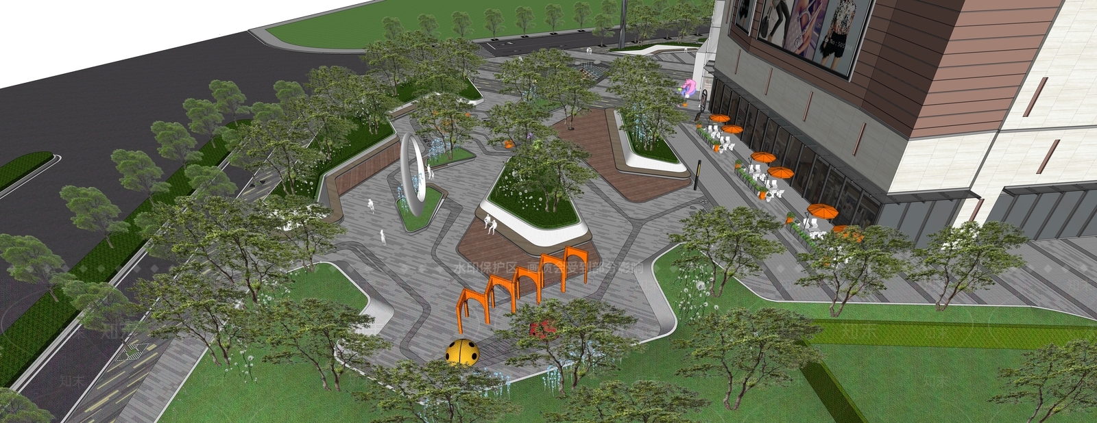 现代商业综合体景观SU模型下载【ID:1201958706】