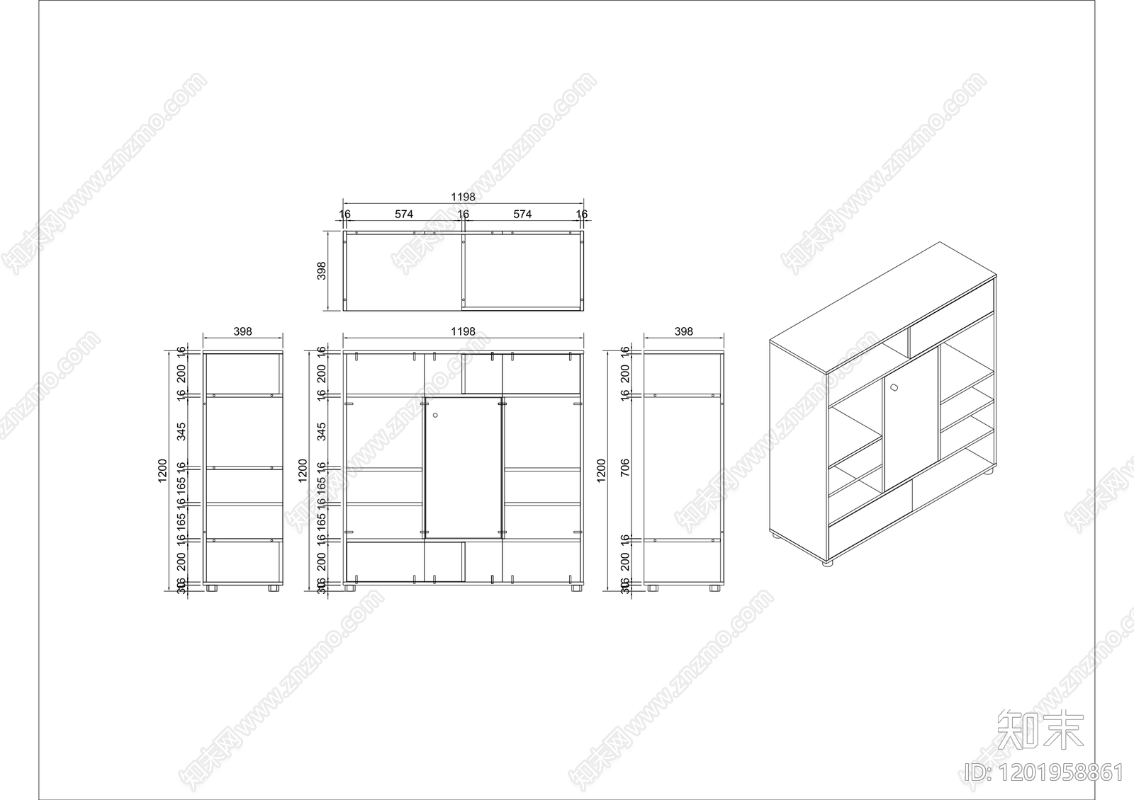 现代柜子施工图下载【ID:1201958861】
