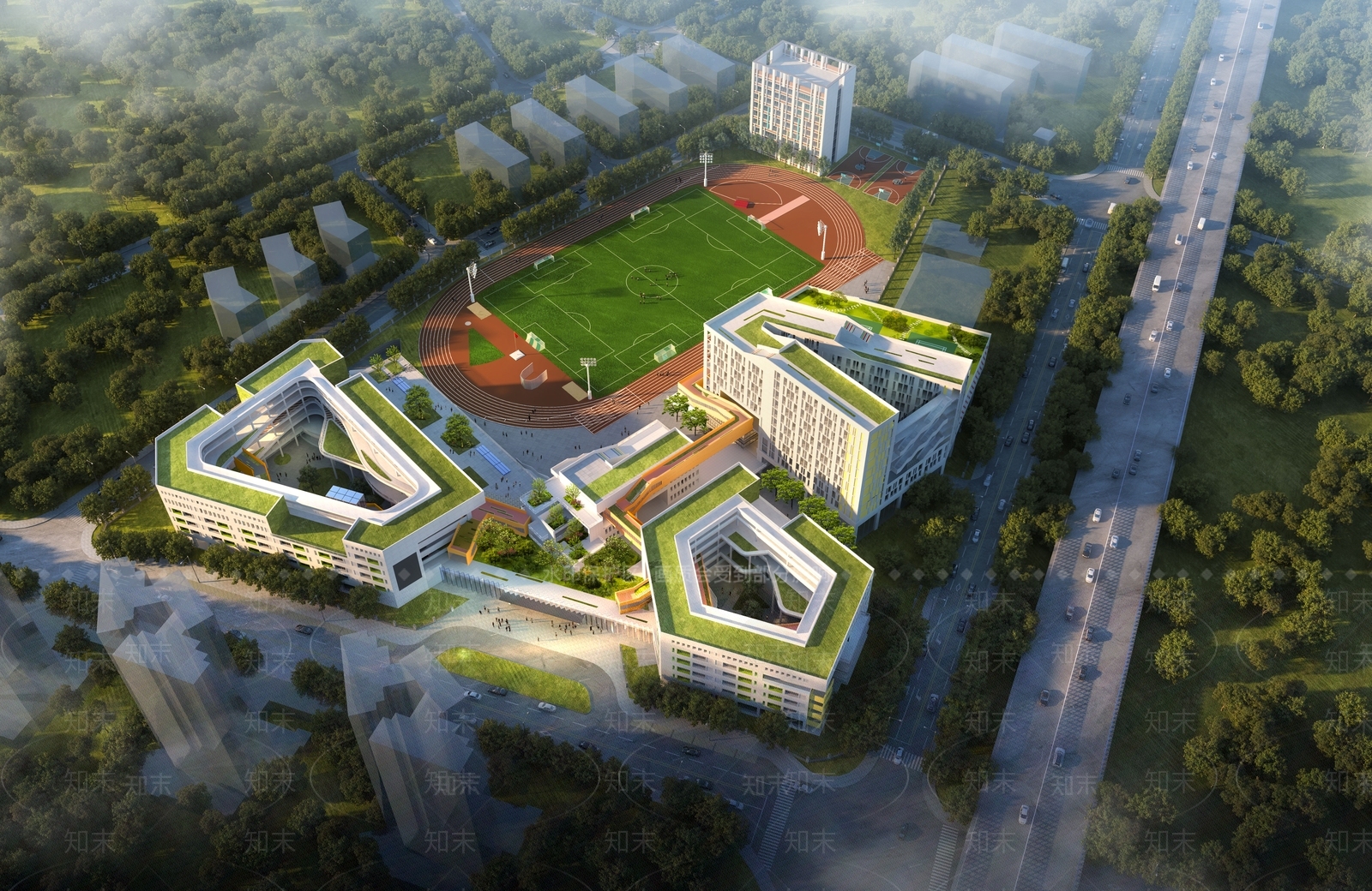 现代学校建筑SU模型下载【ID:1201959243】