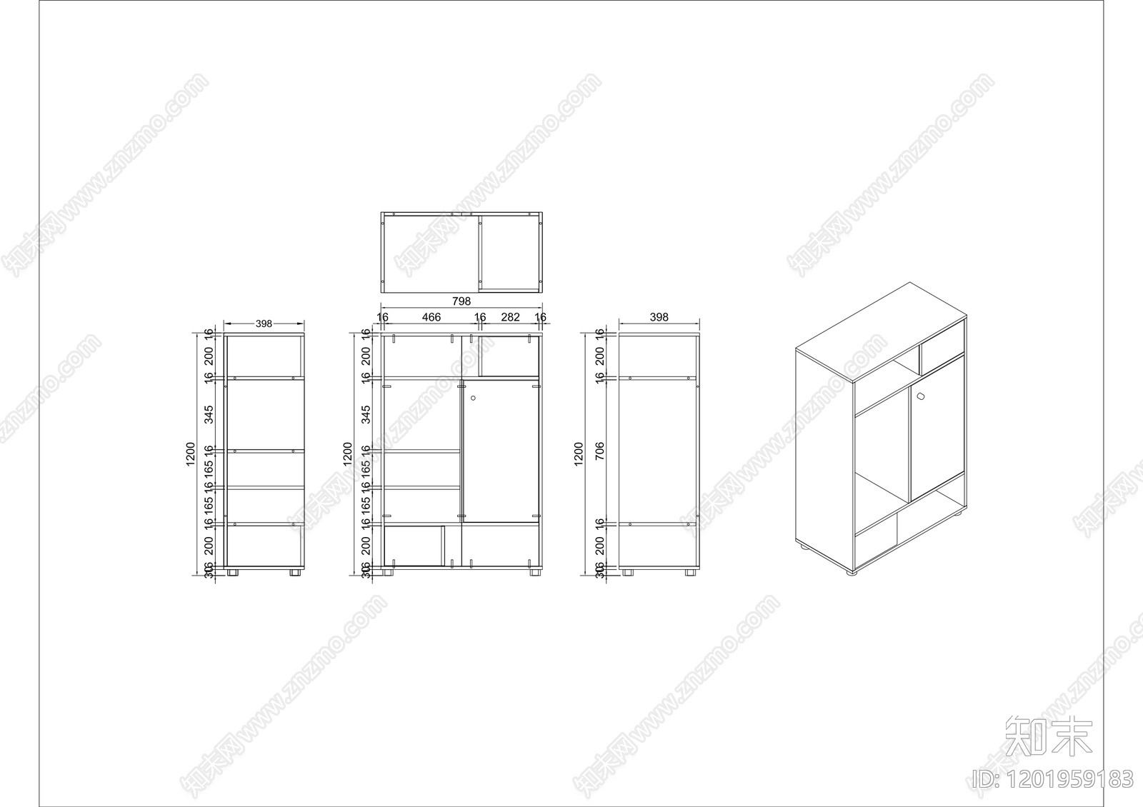 现代柜子施工图下载【ID:1201959183】