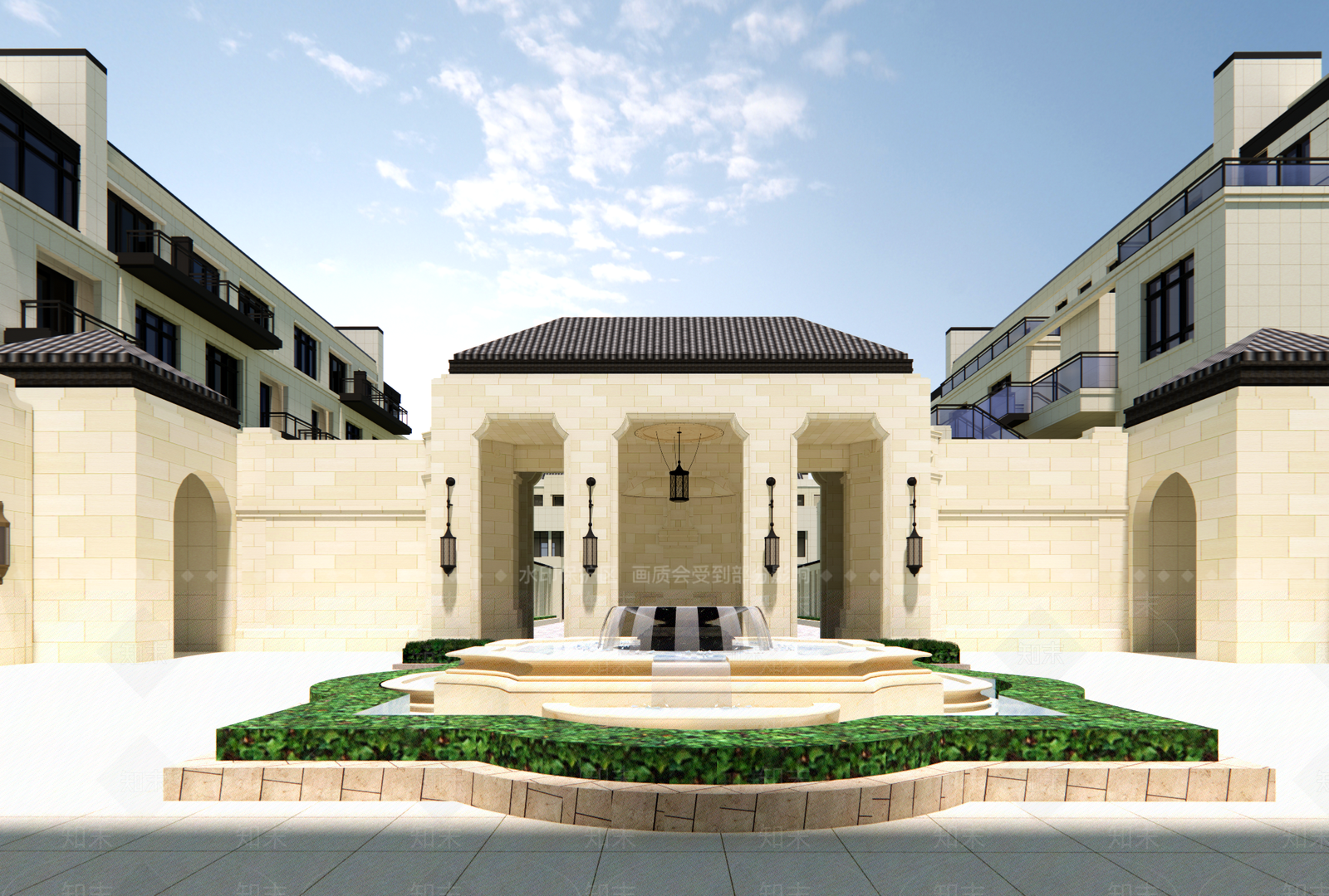 法式入口大门SU模型下载【ID:1201959546】