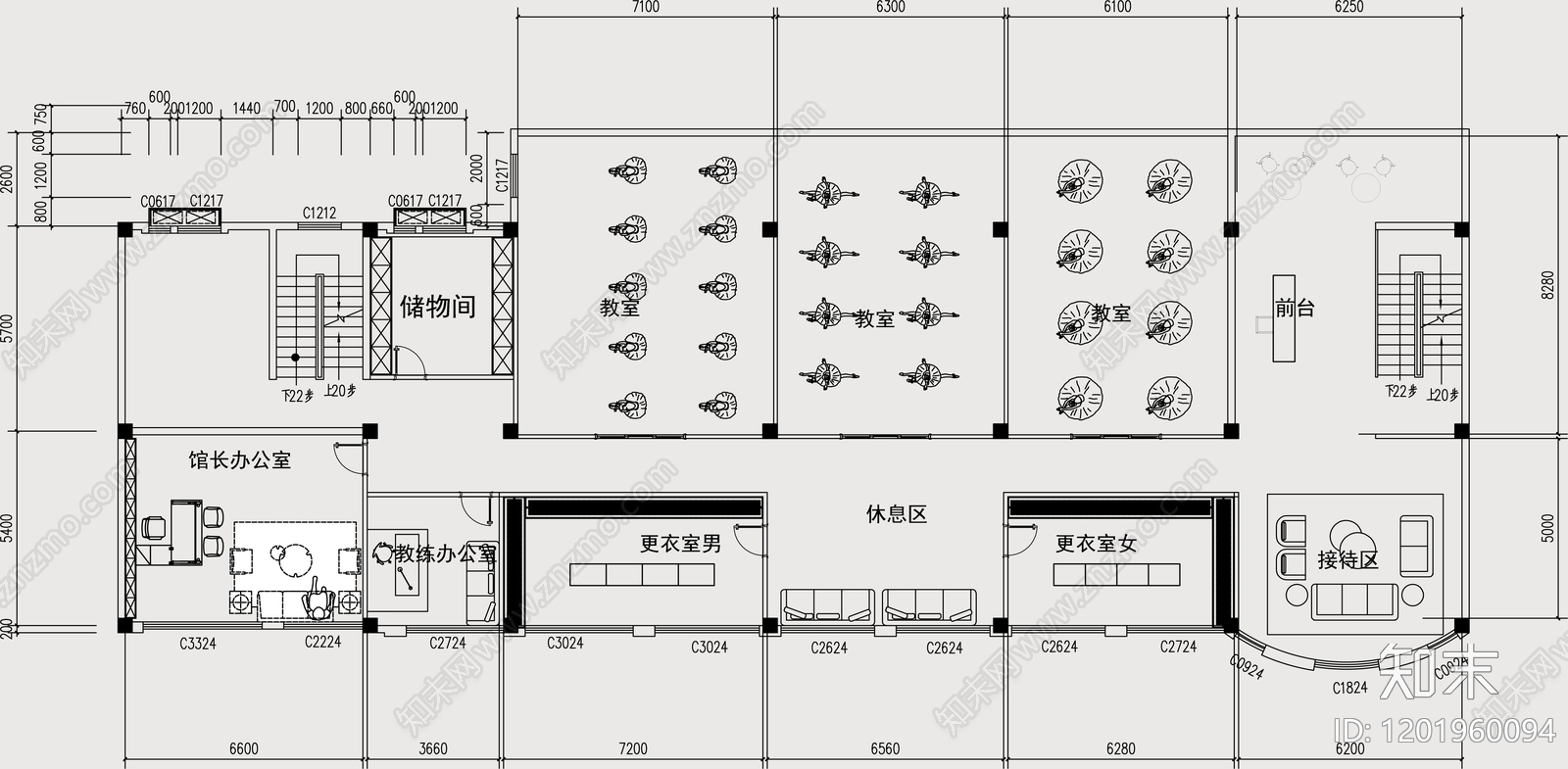 现代培训中心cad施工图下载【ID:1201960094】