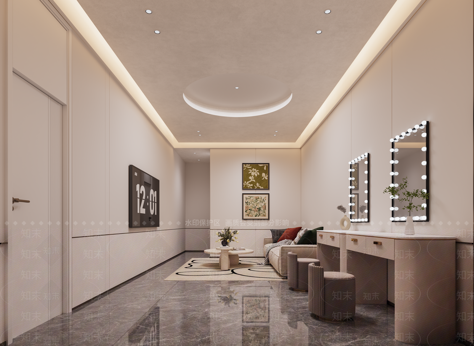 奶油简约休息区3D模型下载【ID:1201961180】