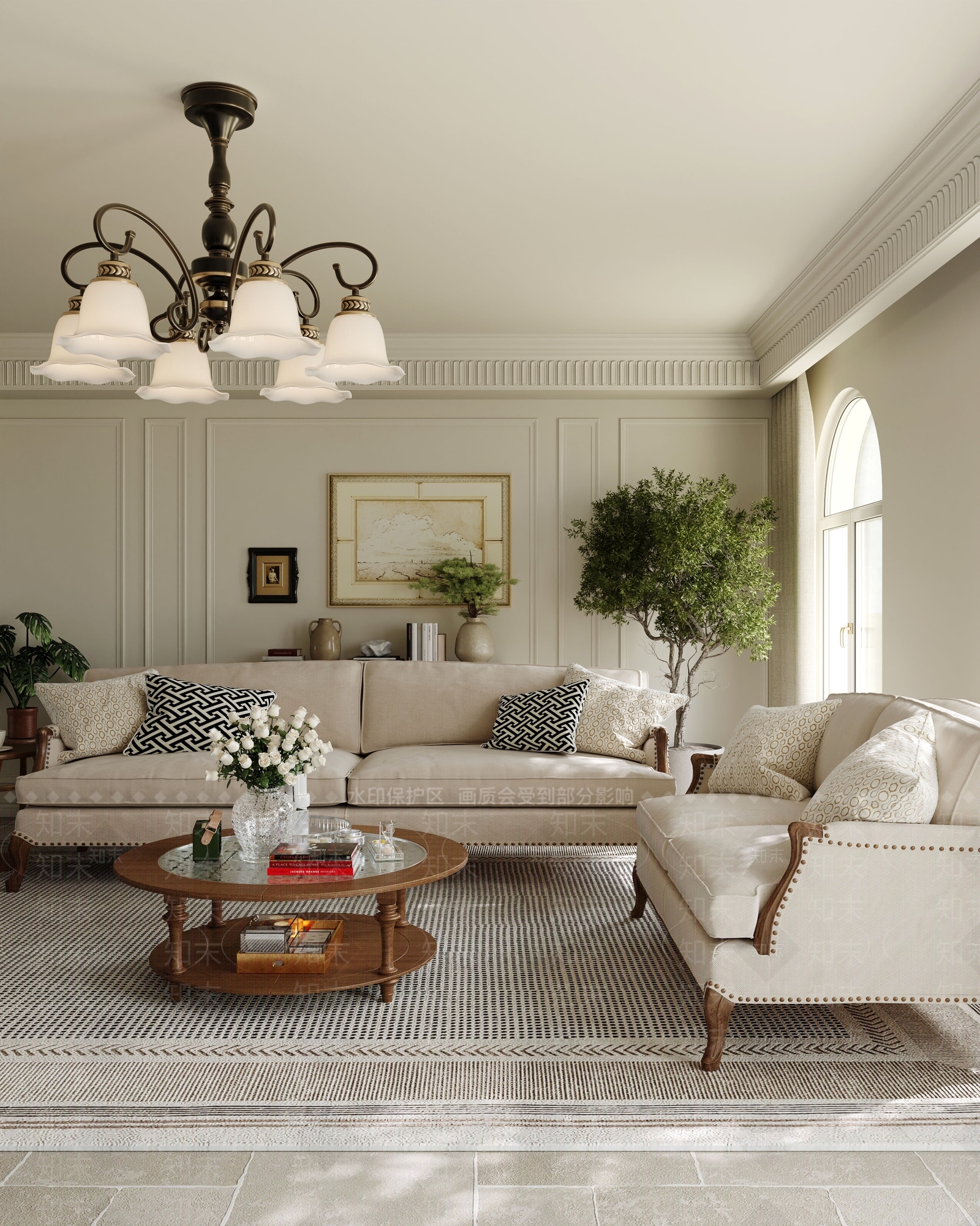 美式别墅客厅3D模型下载【ID:1201961520】