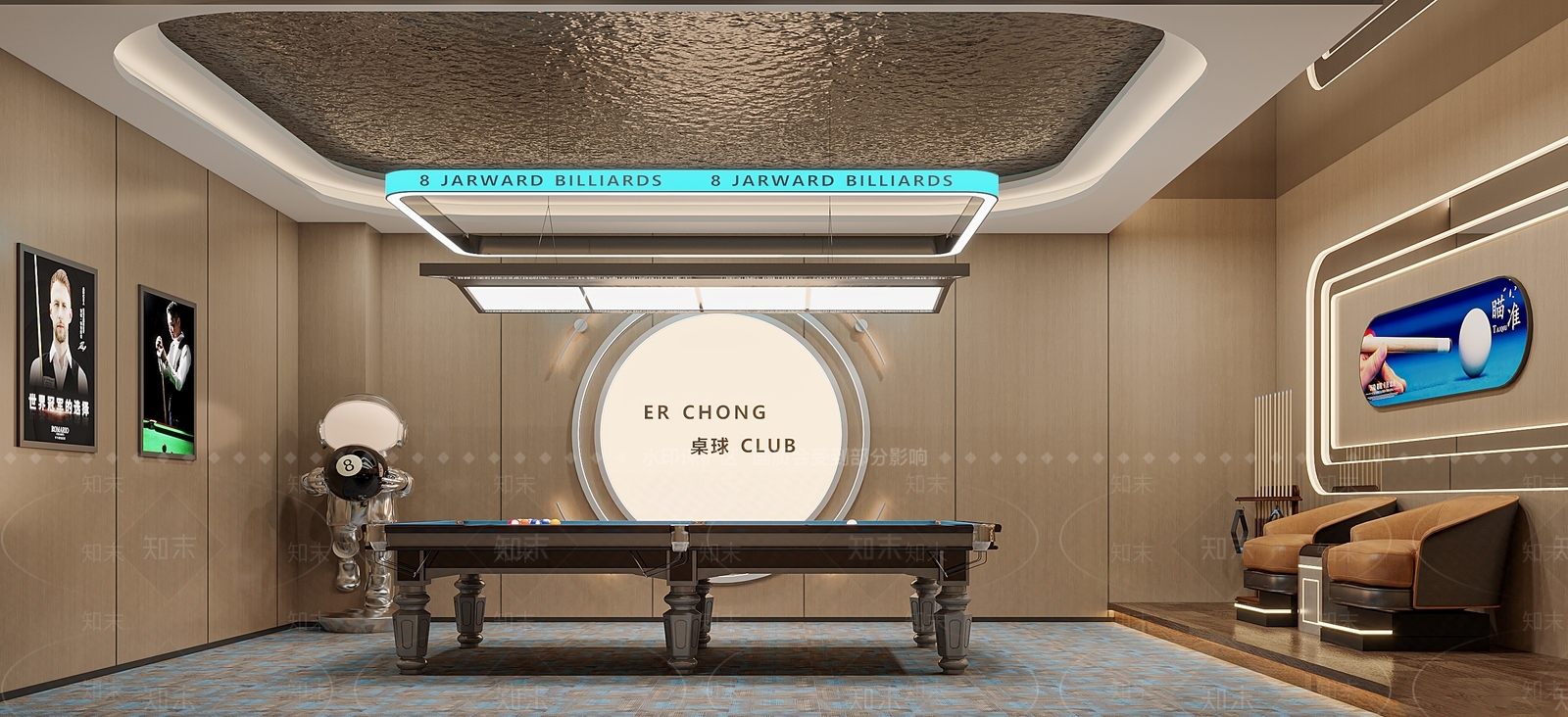 现代台球室3D模型下载【ID:1201962603】