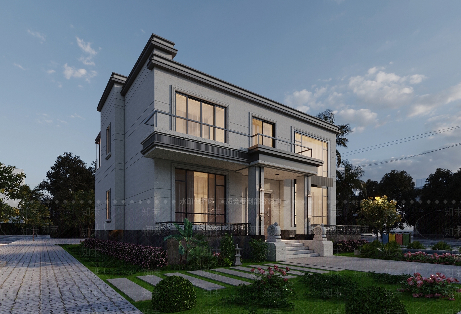 现代极简别墅外观3D模型下载【ID:1201963877】