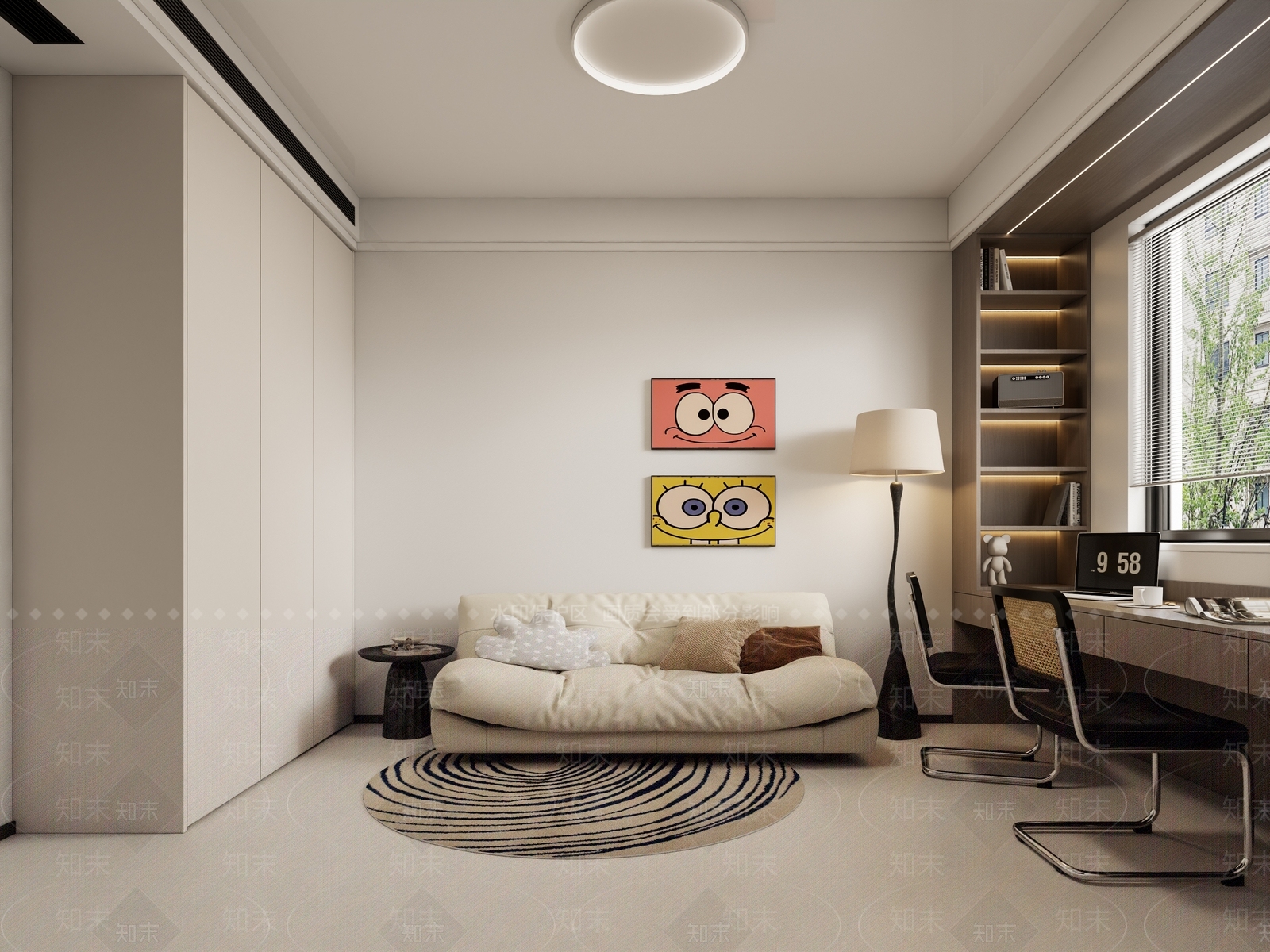 现代简约书房3D模型下载【ID:1201965028】
