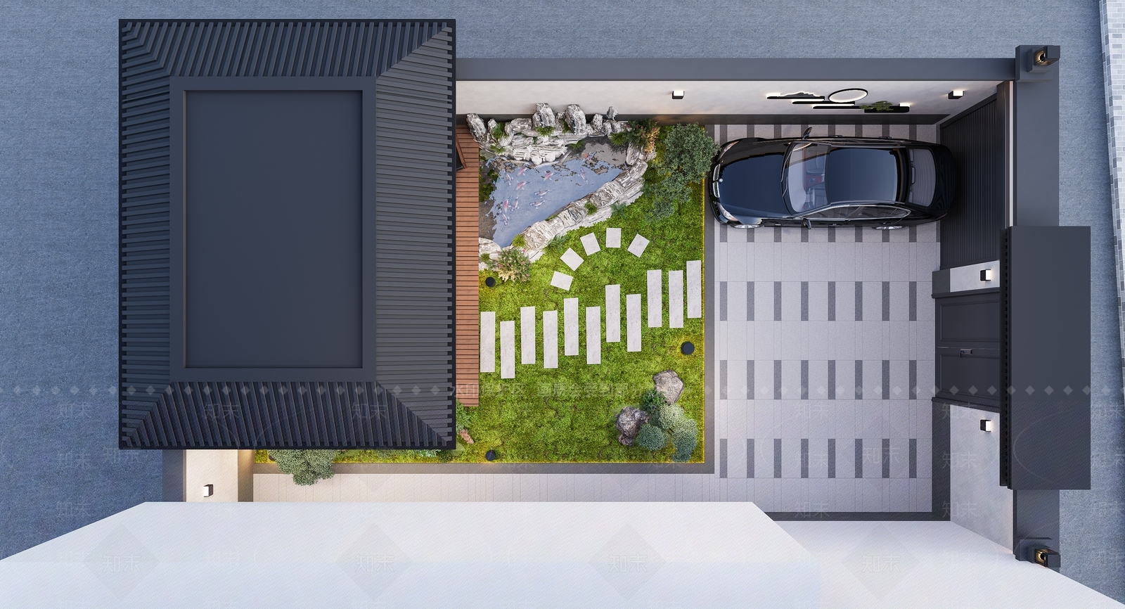 现代新中式庭院3D模型下载【ID:1201965993】
