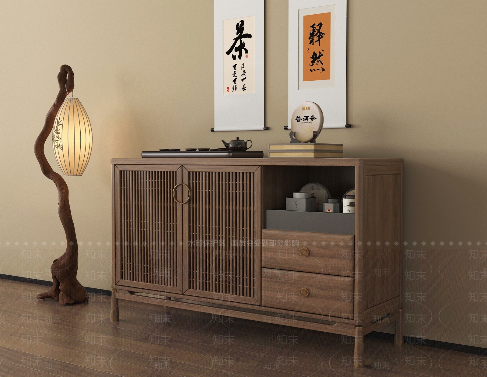 新中式玄关柜3D模型下载【ID:1201965852】