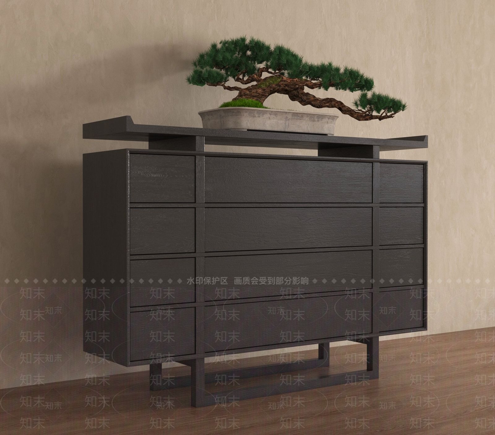 新中式玄关柜3D模型下载【ID:1201966281】