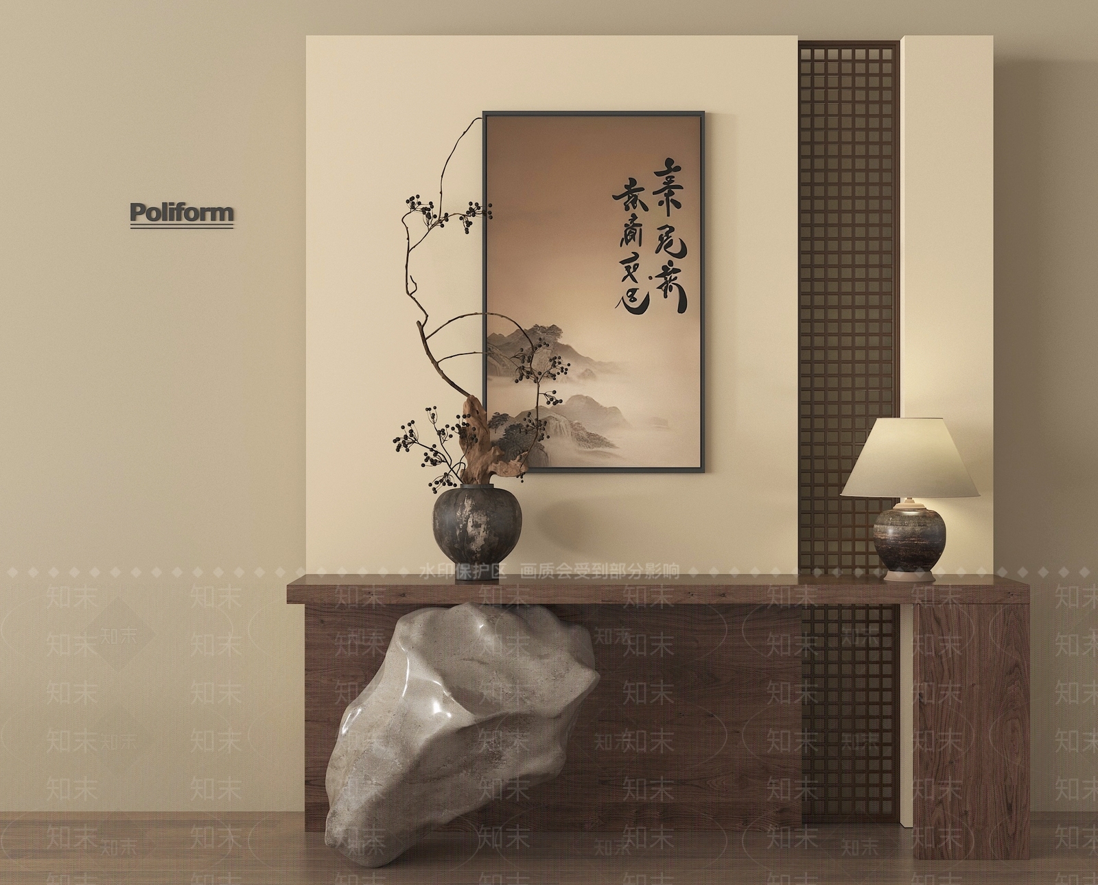 新中式条案SU模型下载【ID:1201966235】