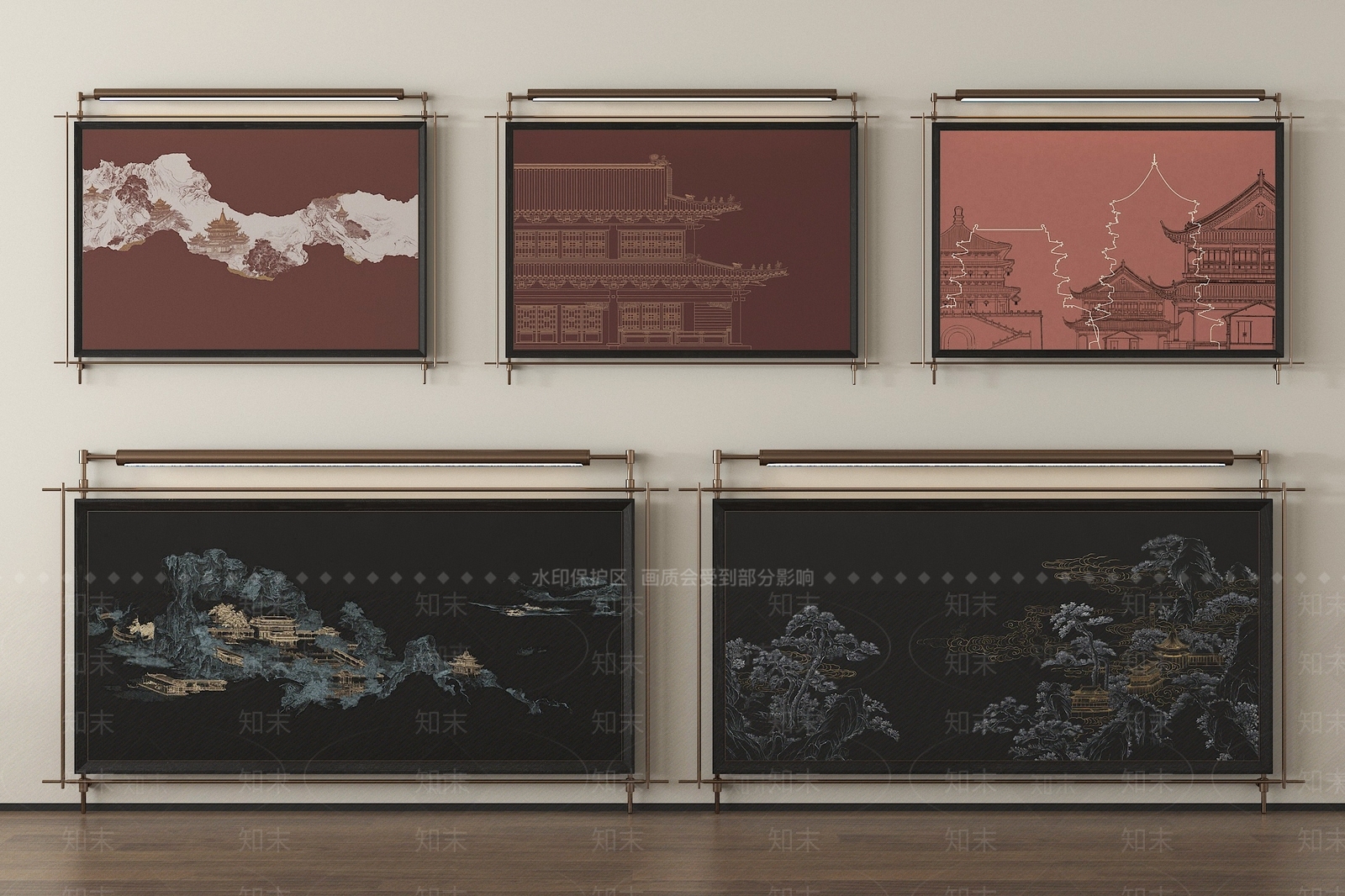 新中式沙发背景墙3D模型下载【ID:1201966304】