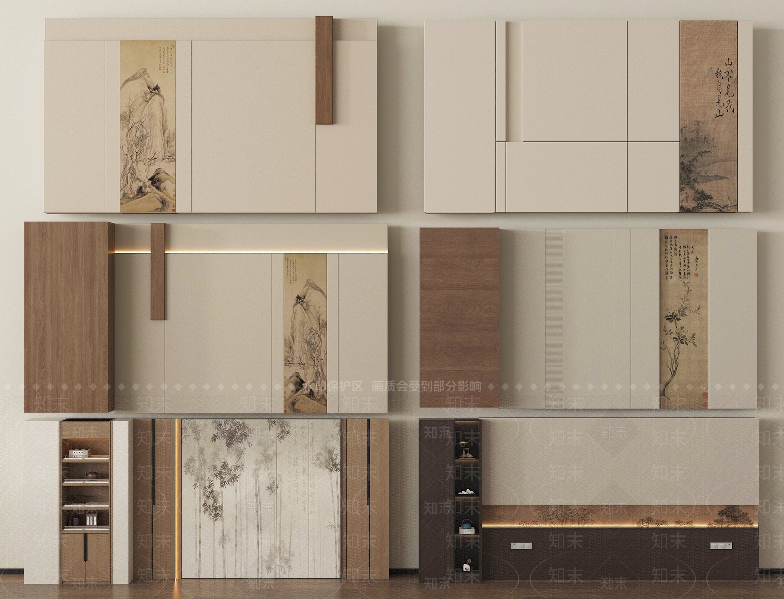新中式背景墙SU模型下载【ID:1201966349】