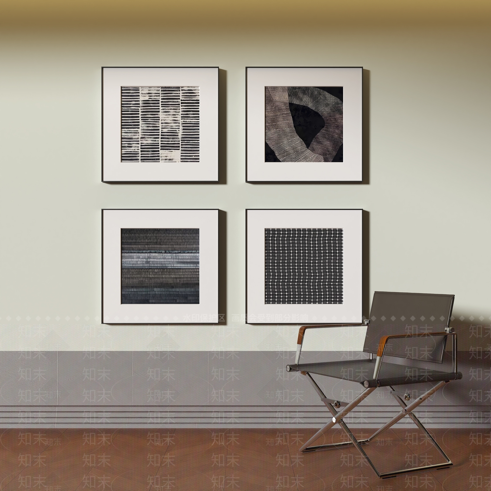 现代挂画组合SU模型下载【ID:1201966806】