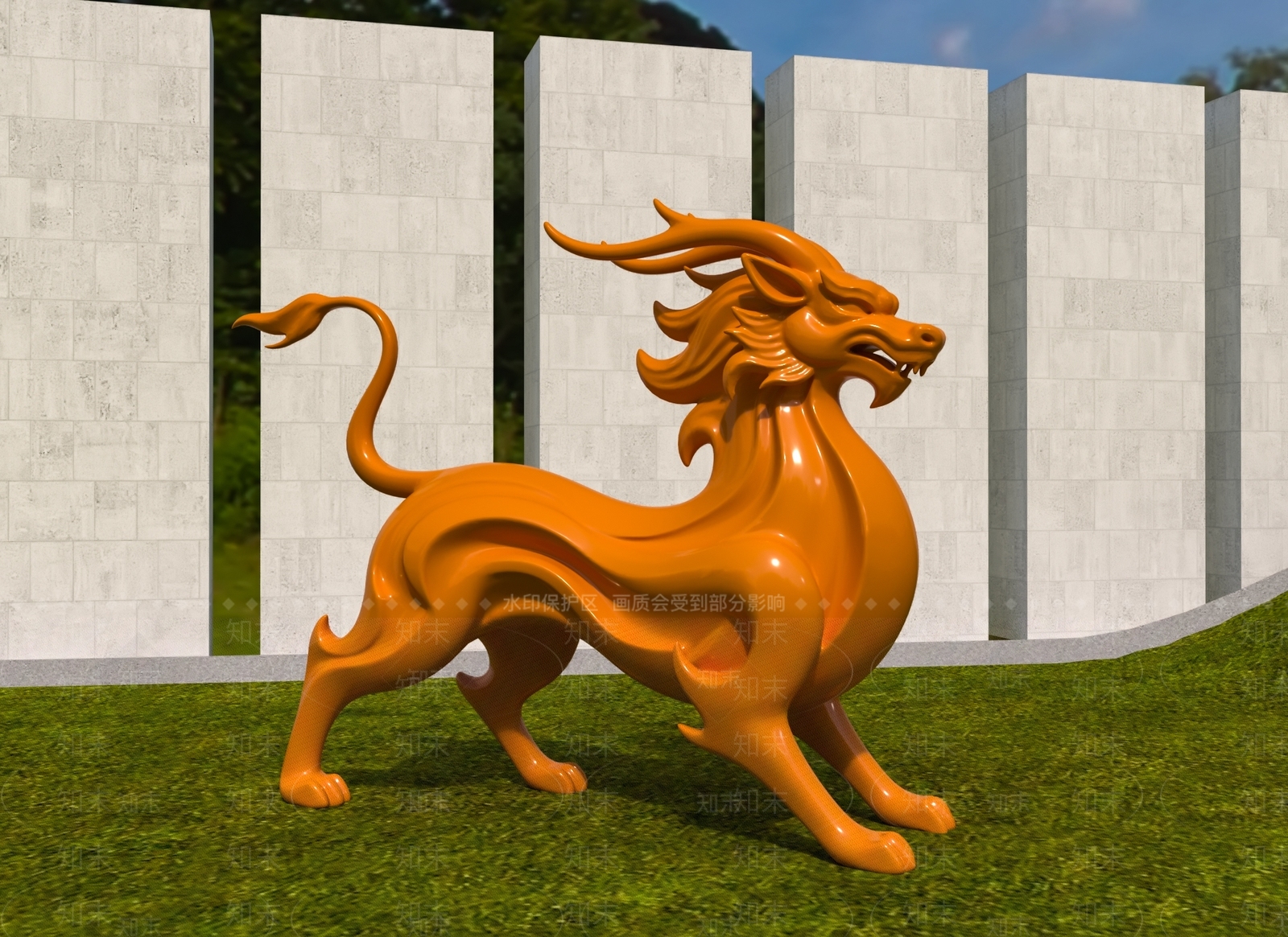 新中式景观雕塑3D模型下载【ID:1201966995】