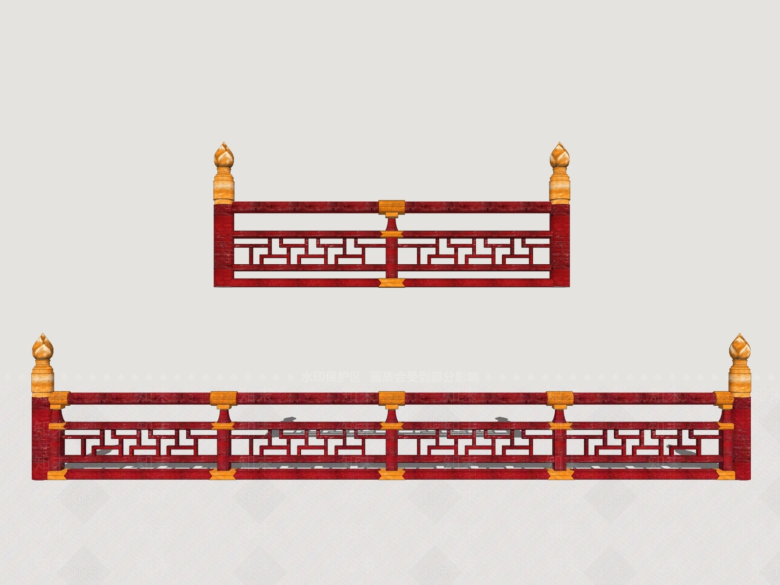 中式栏杆扶手SU模型下载【ID:1201968119】