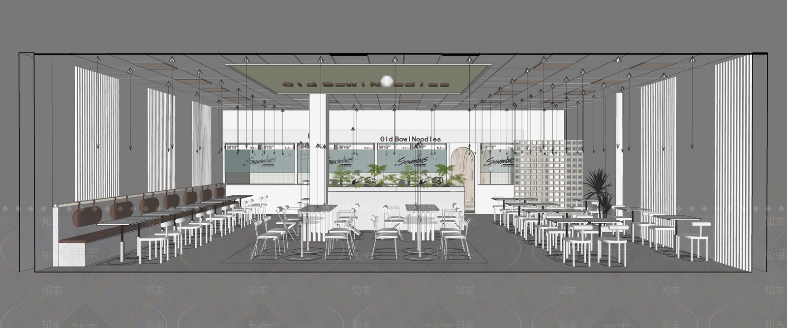 现代极简快餐店SU模型下载【ID:1201968316】