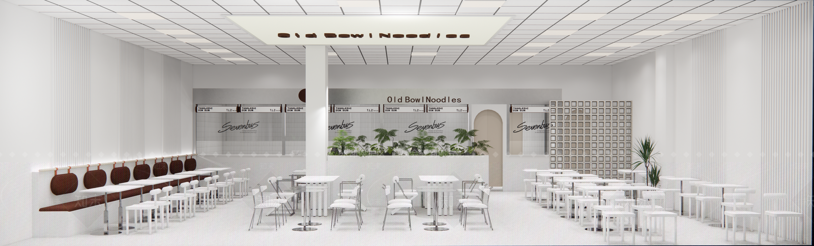 现代极简快餐店SU模型下载【ID:1201968316】