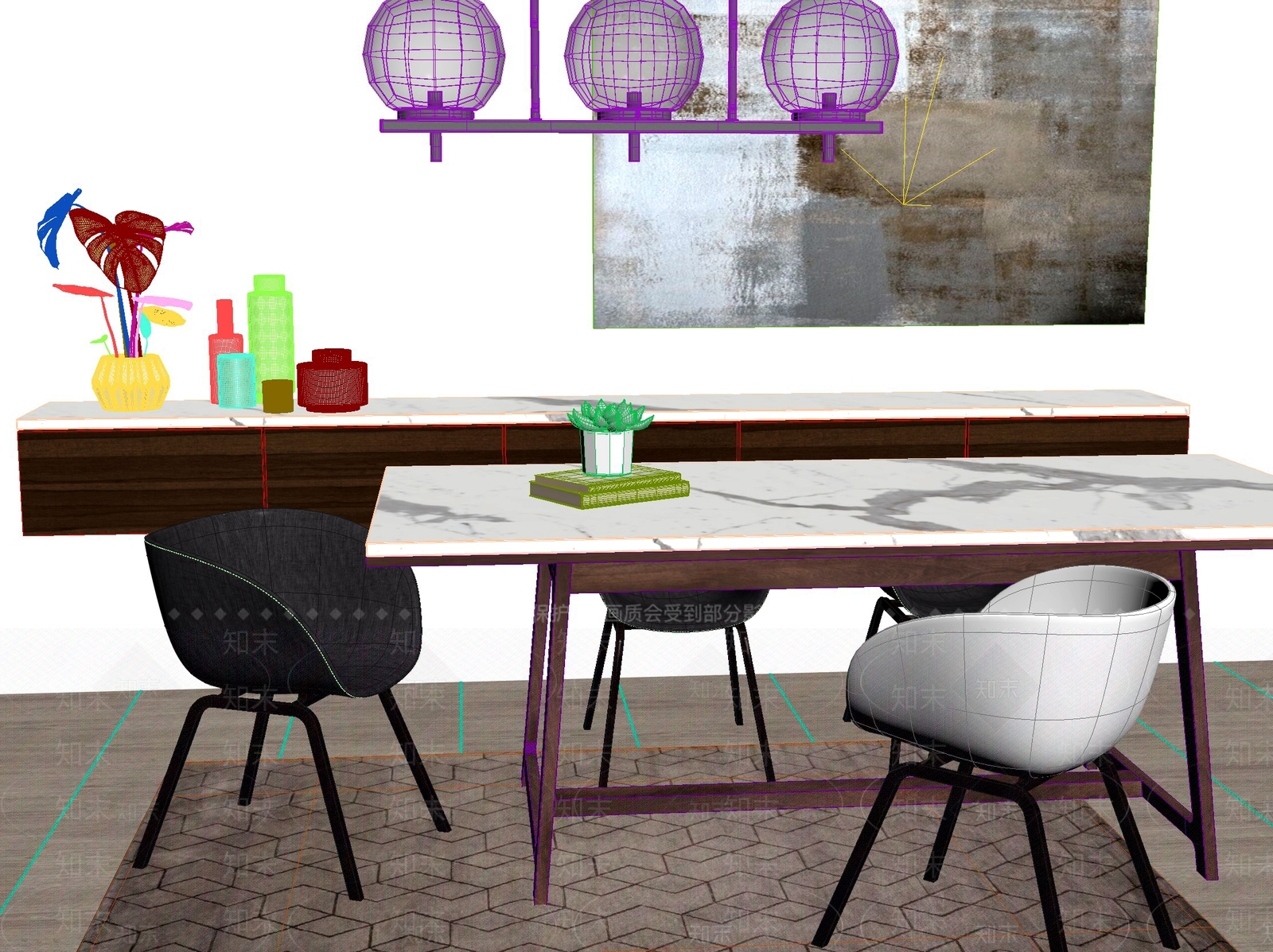 新中式中式茶桌椅3D模型下载【ID:1201968588】